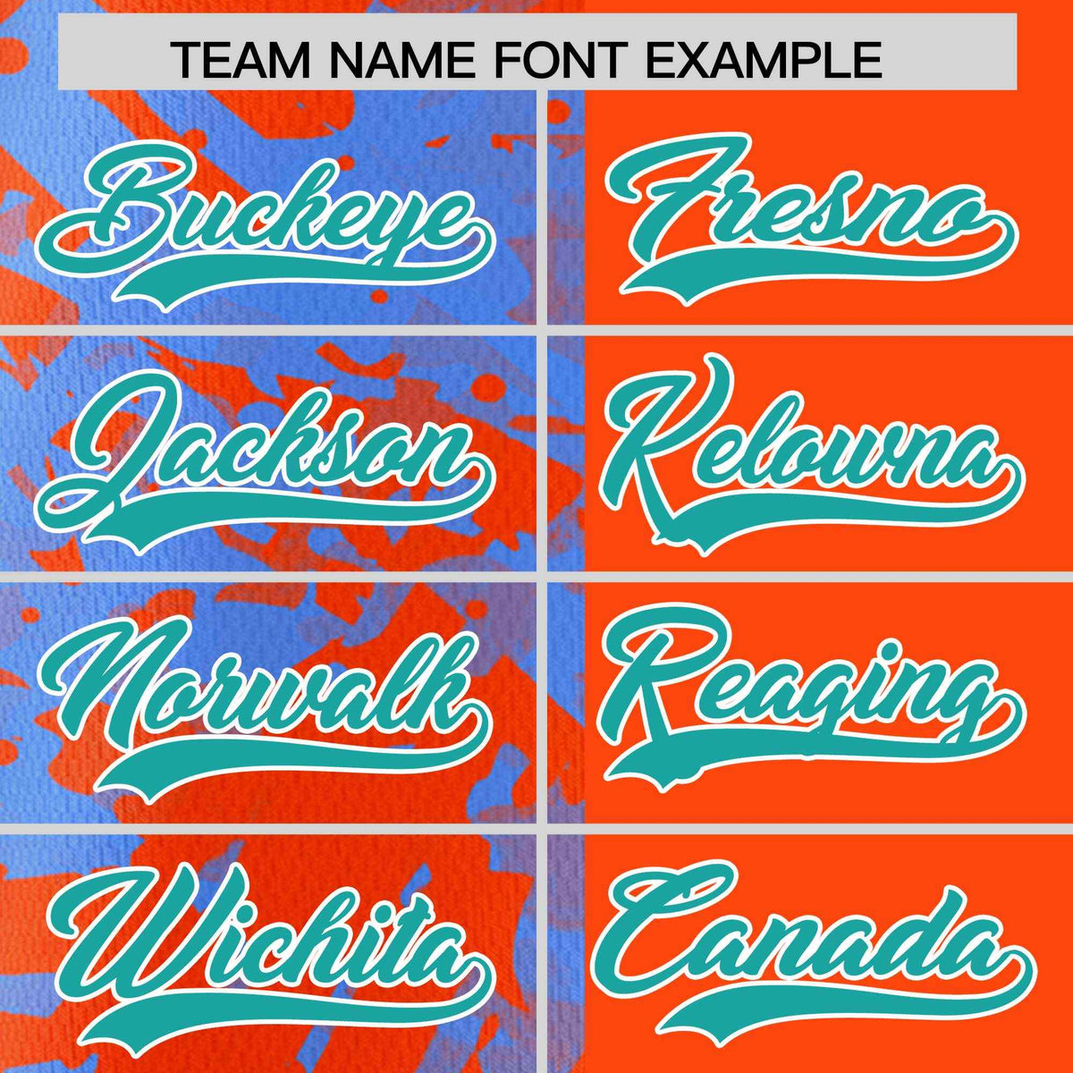 Custom Orange Powder Blue Split Personalized Graffiti Raglan Sleeve Authentic Baseball Jersey