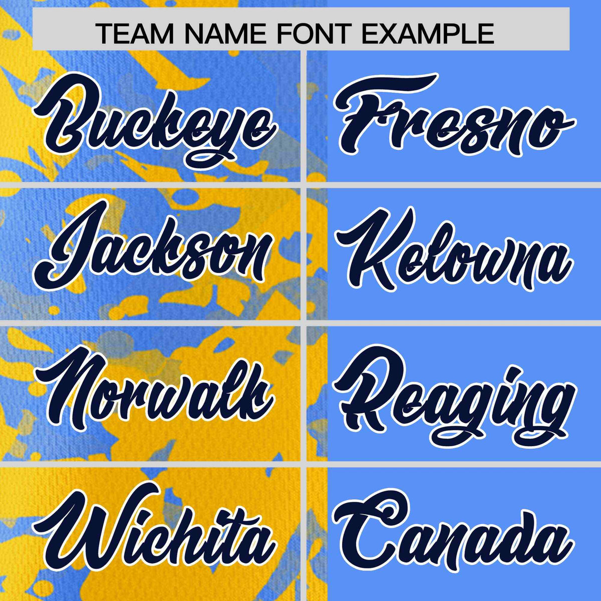 Custom Blue Yellow Split Personalized Graffiti Raglan Sleeve Authentic Baseball Jersey