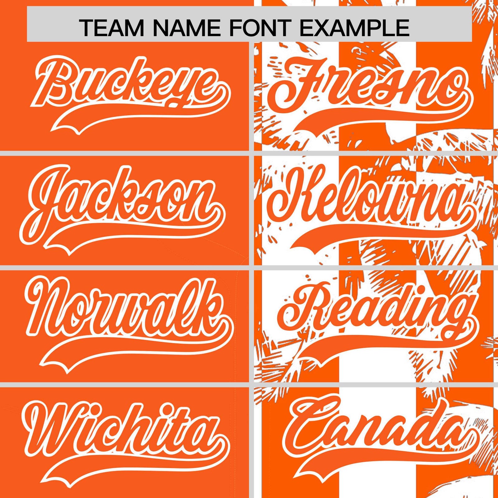 Custom Orange White Split Fashion Coconut Tree Design Authentic Baseball Jersey