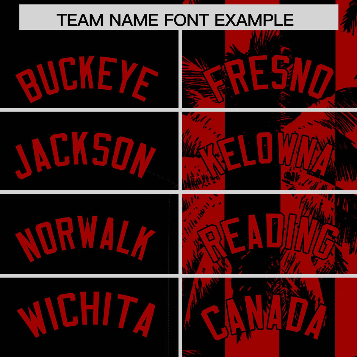 Custom Black Red Split Fashion Coconut Tree Design Authentic Baseball Jersey