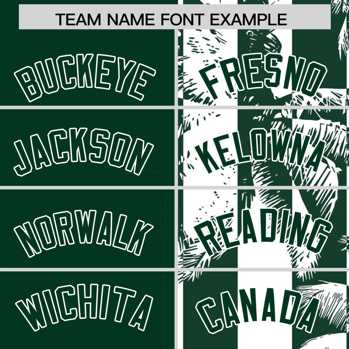 Custom Green White Split Fashion Coconut Tree Design Authentic Baseball Jersey