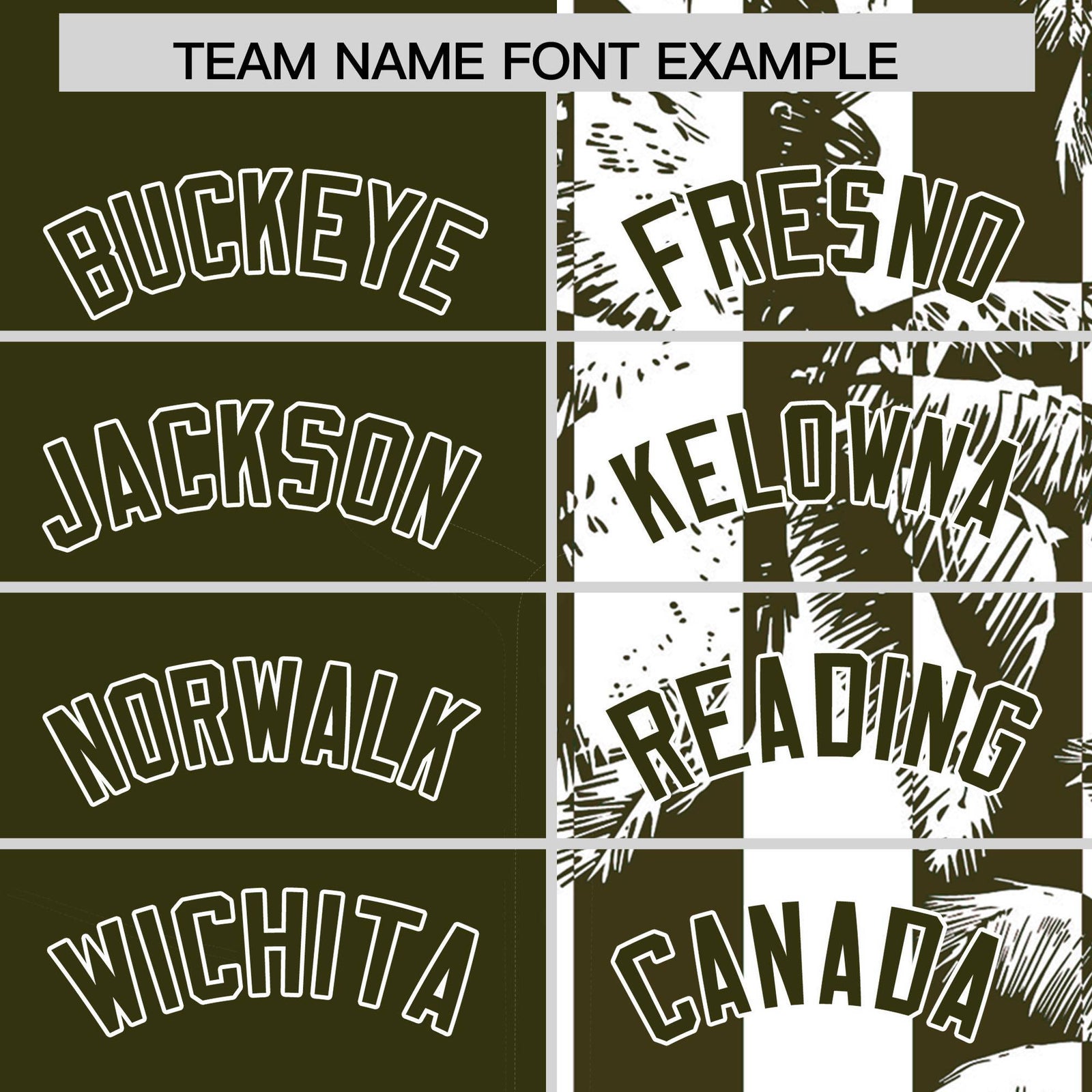 Custom Olive White Split Fashion Coconut Tree Design Authentic Baseball Jersey