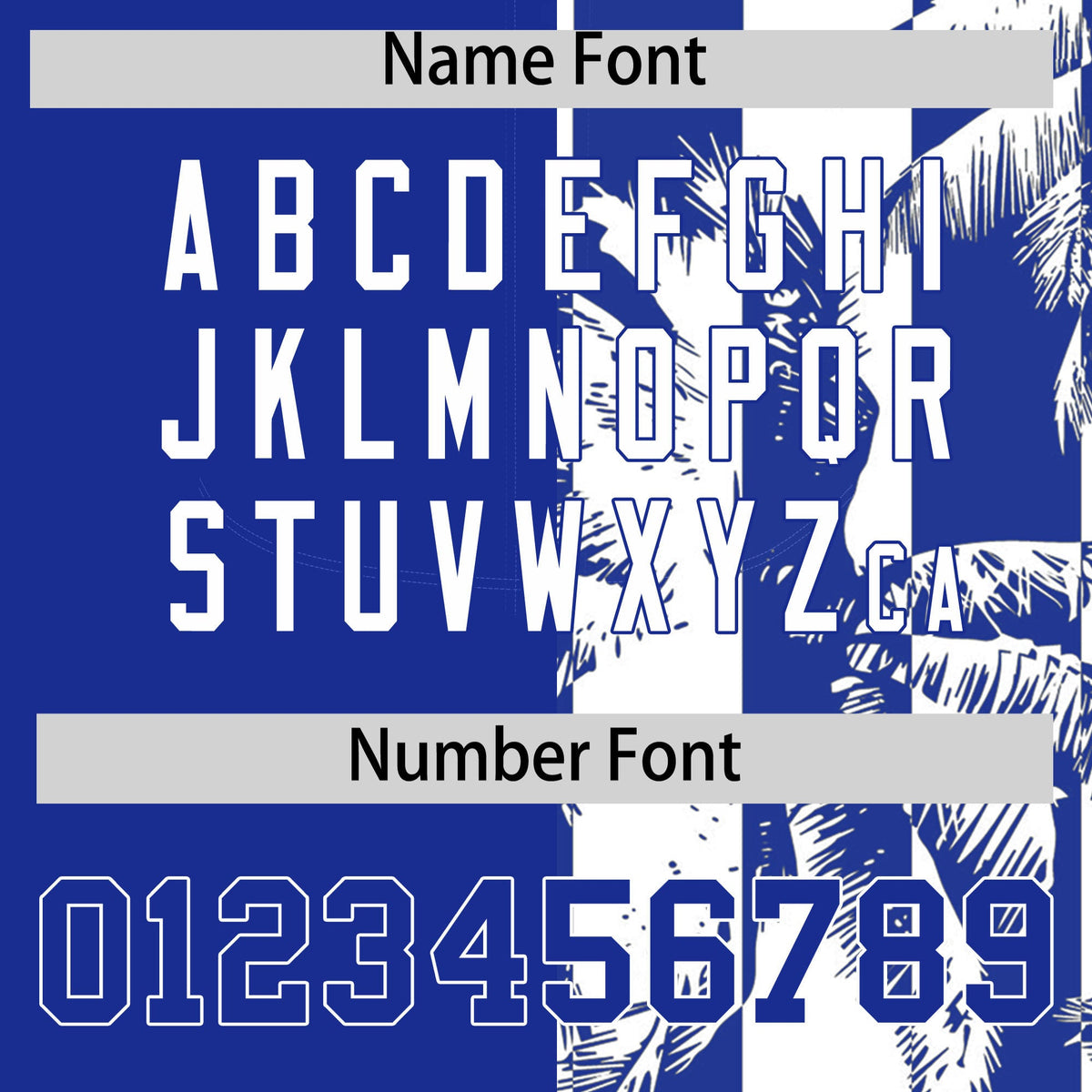 Custom Royal White Split Fashion Coconut Tree Design Authentic Baseball Jersey