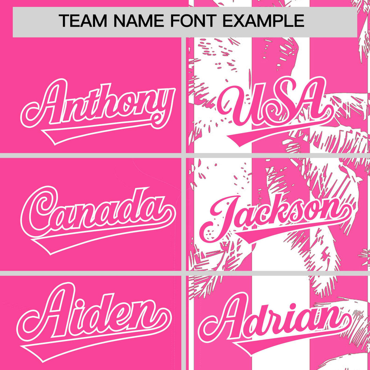 Custom Pink White Split Fashion Coconut Tree Design Authentic Baseball Jersey