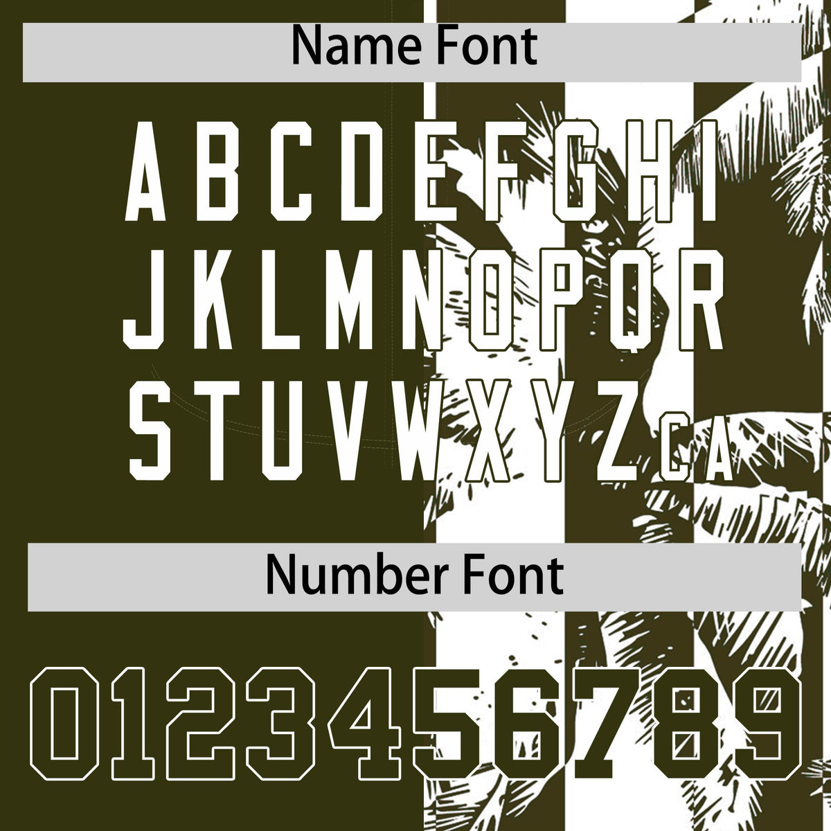 Custom Olive White Split Fashion Coconut Tree Design Authentic Baseball Jersey