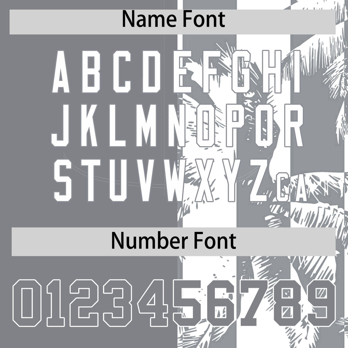 Custom Gray White Split Fashion Coconut Tree Design Authentic Baseball Jersey