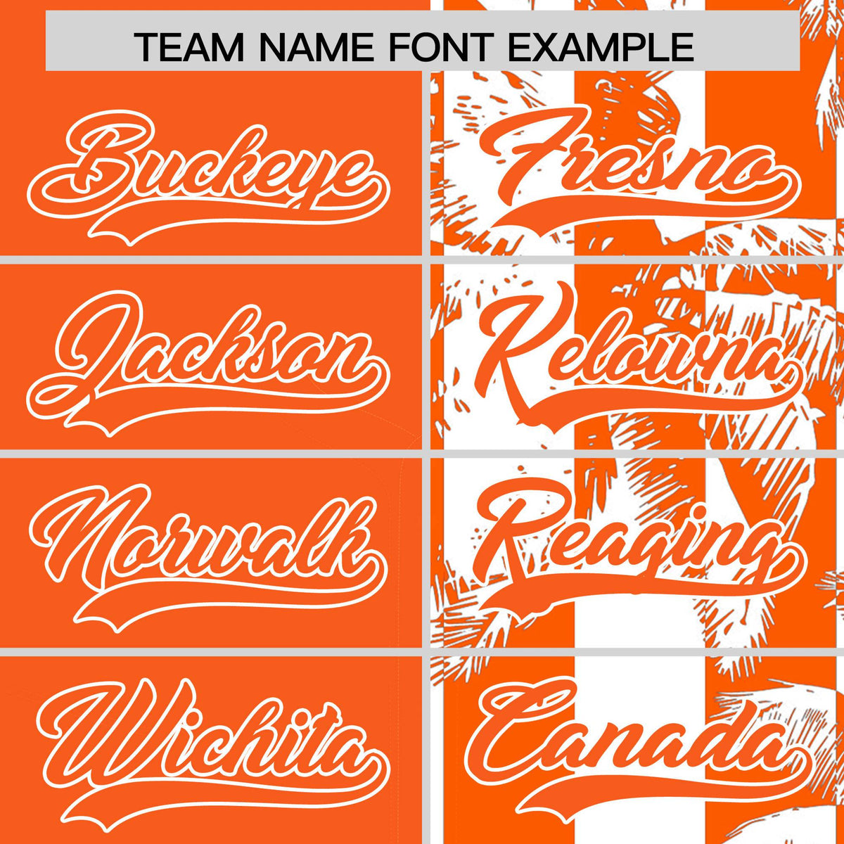 Custom Orange White Split Fashion Coconut Tree Design Authentic Baseball Jersey