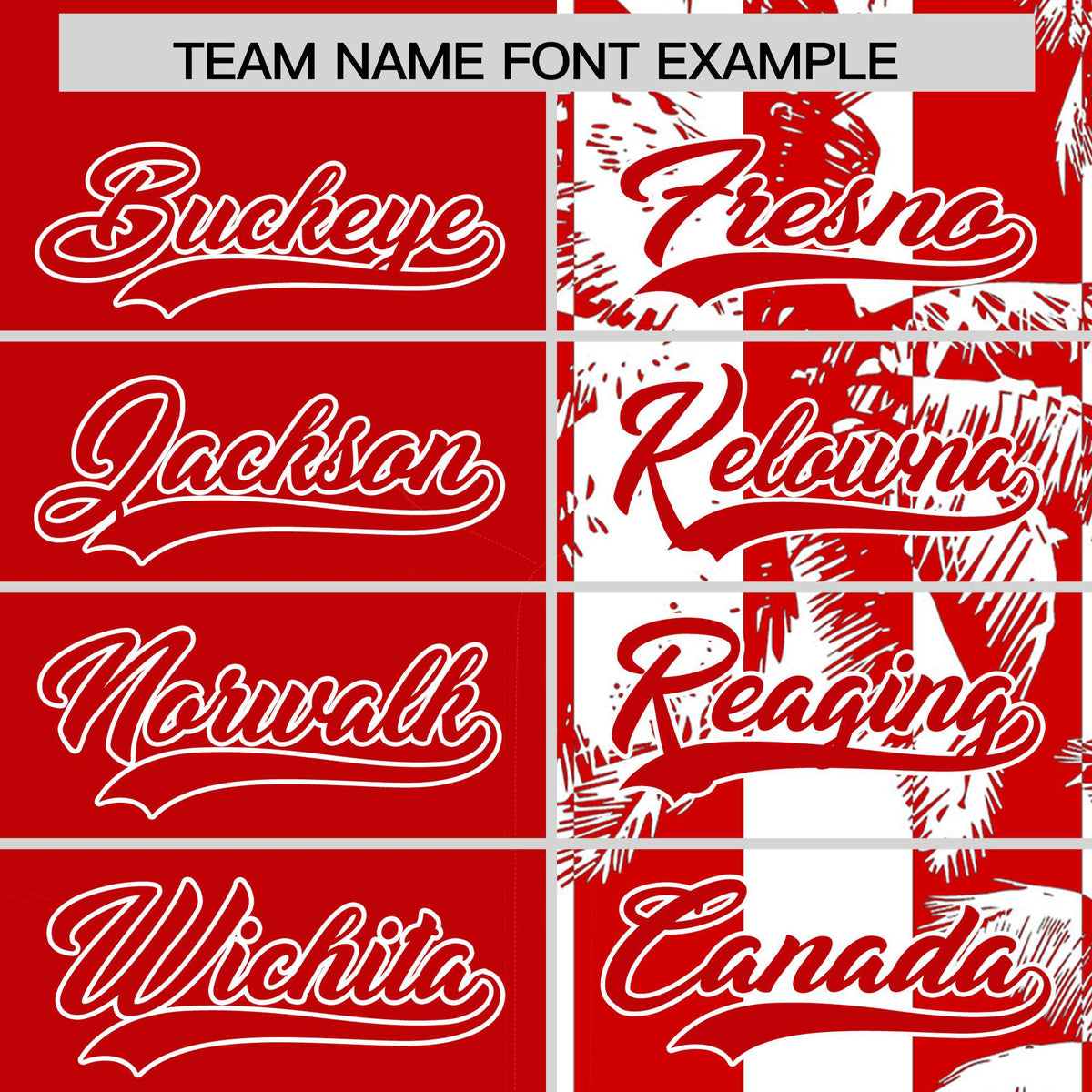 Custom Red White Split Fashion Coconut Tree Design Authentic Baseball Jersey