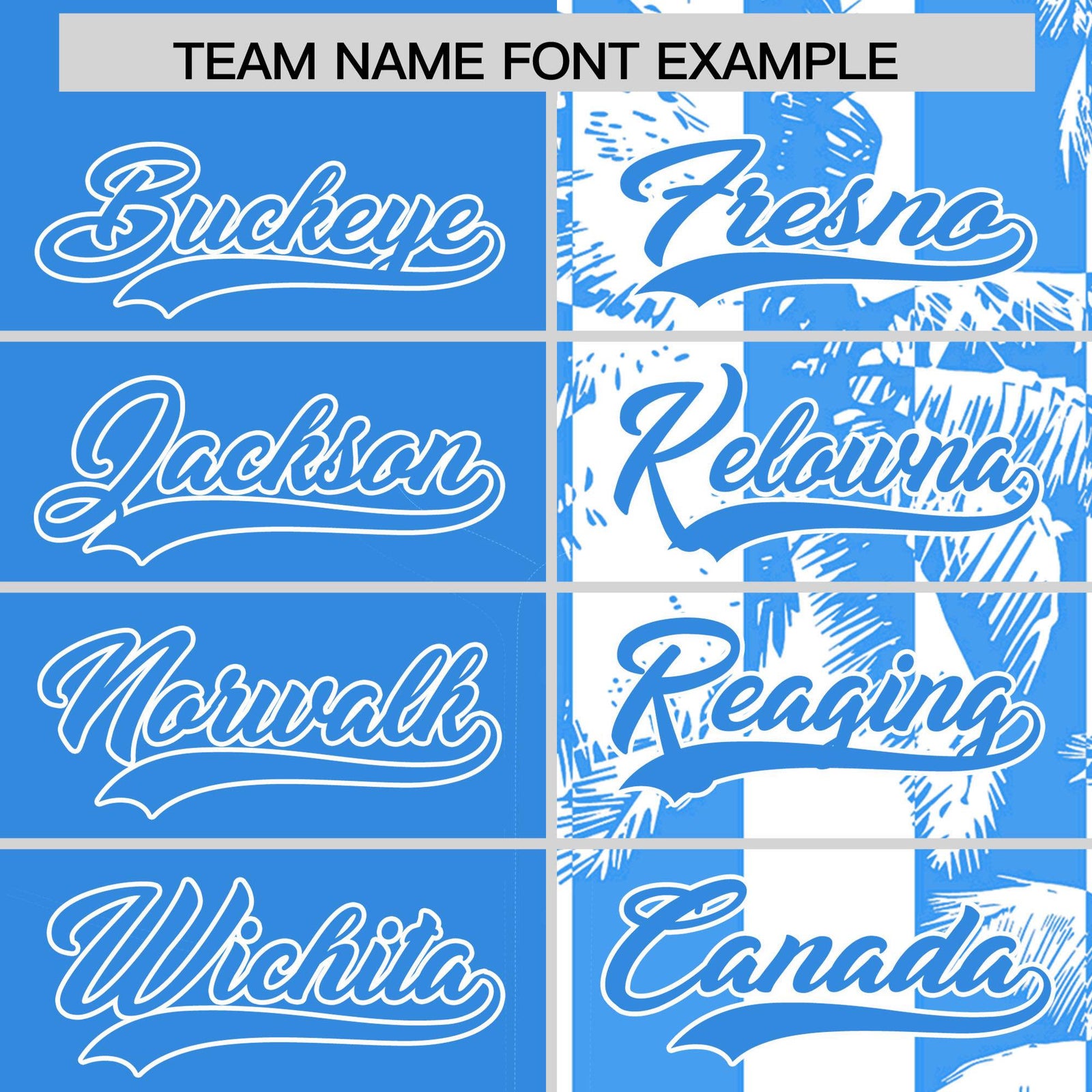 Custom Powder Blue White Split Fashion Coconut Tree Design Authentic Baseball Jersey