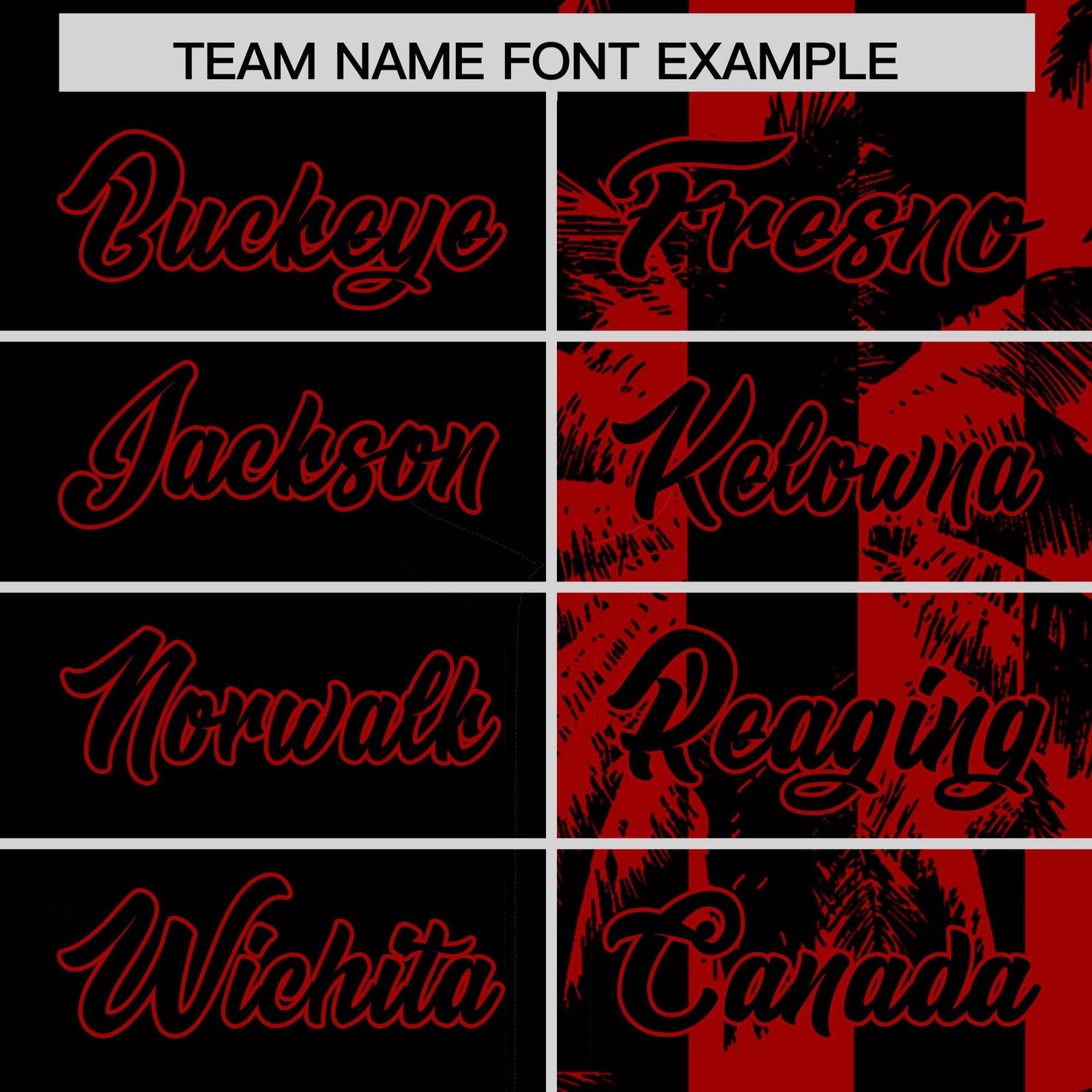 Custom Black Red Split Fashion Coconut Tree Design Authentic Baseball Jersey