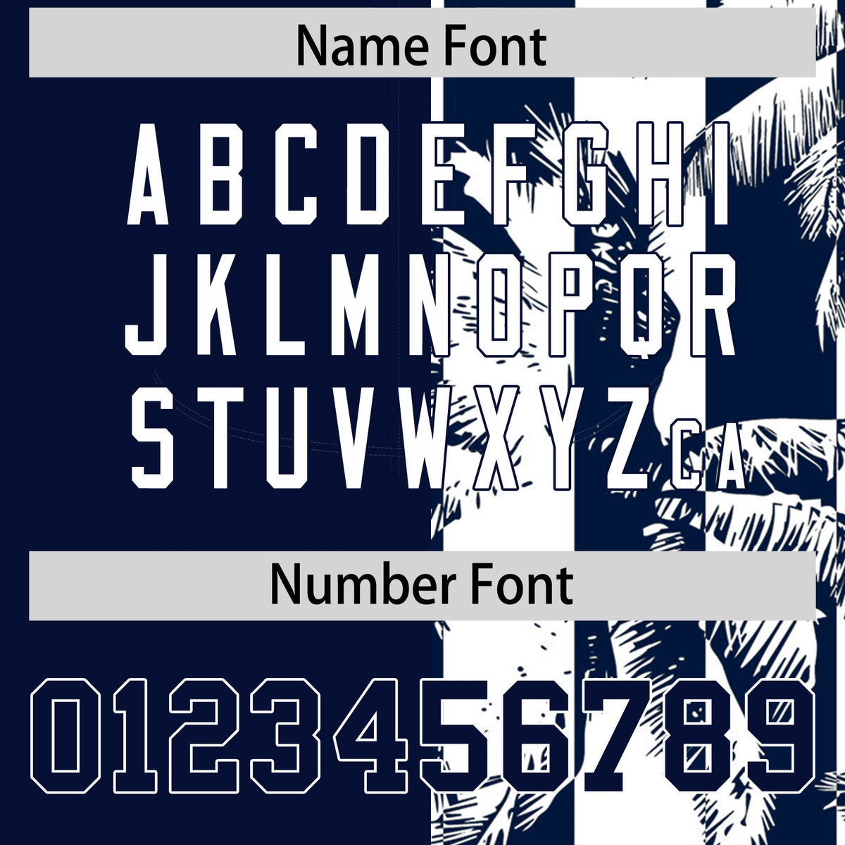 Custom Navy White Split Fashion Coconut Tree Design Authentic Baseball Jersey