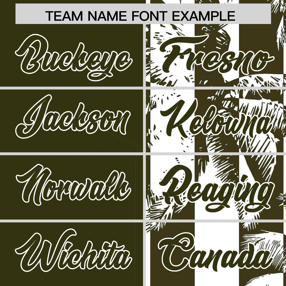 Custom Olive White Split Fashion Coconut Tree Design Authentic Baseball Jersey