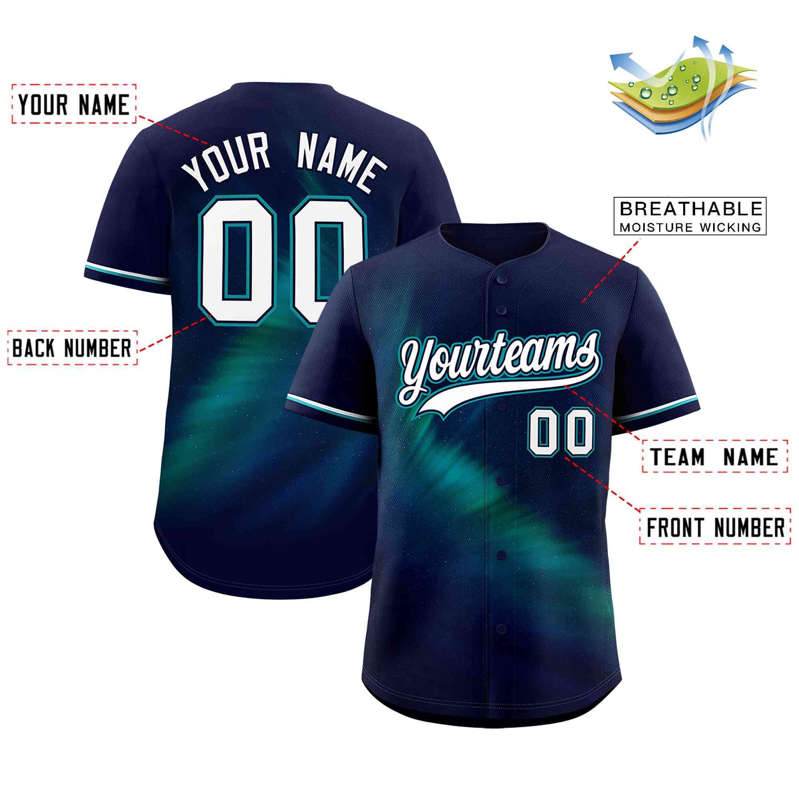 Custom Navy Personalized Starburst Pattern Authentic Baseball Jersey