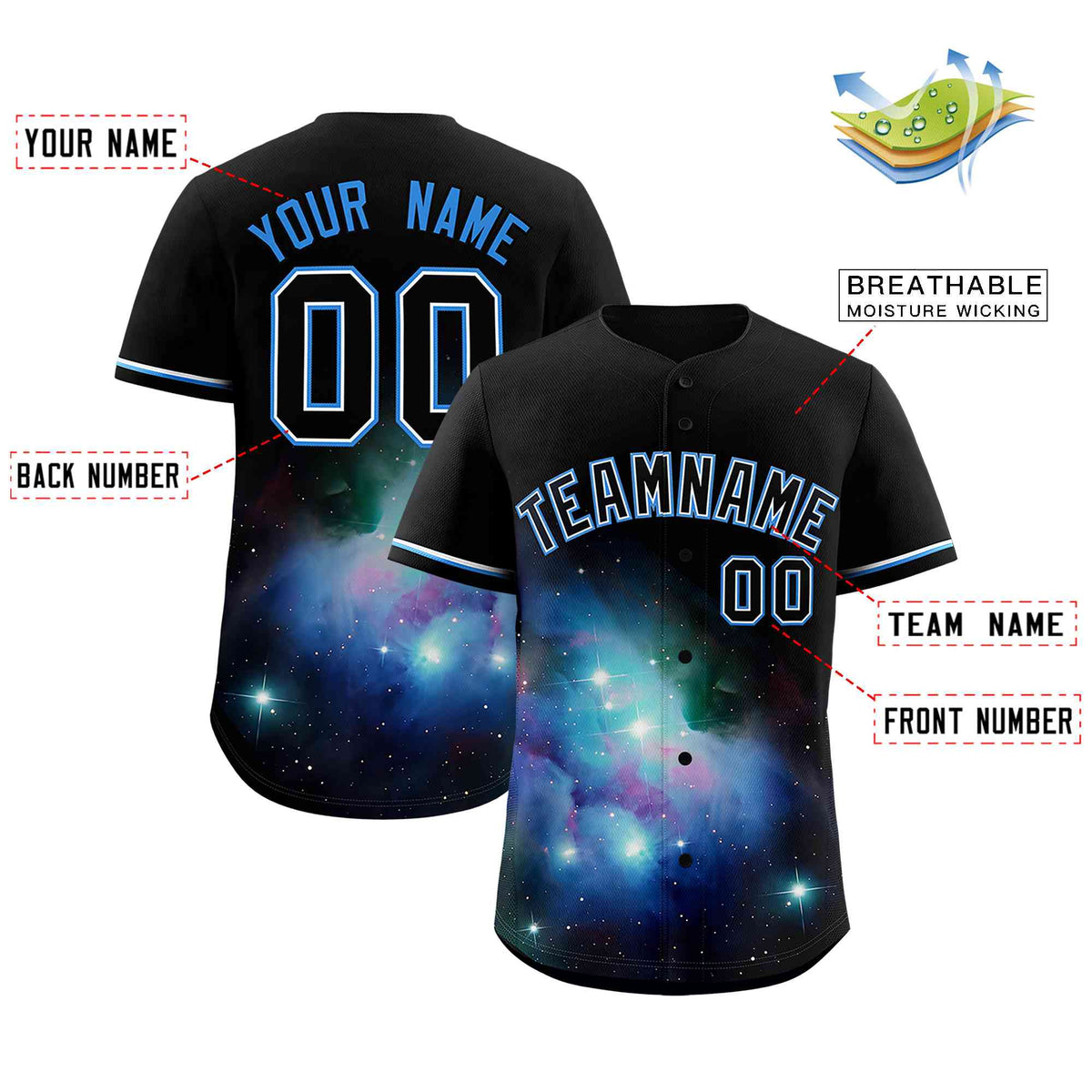 Custom Black Personalized Starburst Pattern Authentic Baseball Jersey