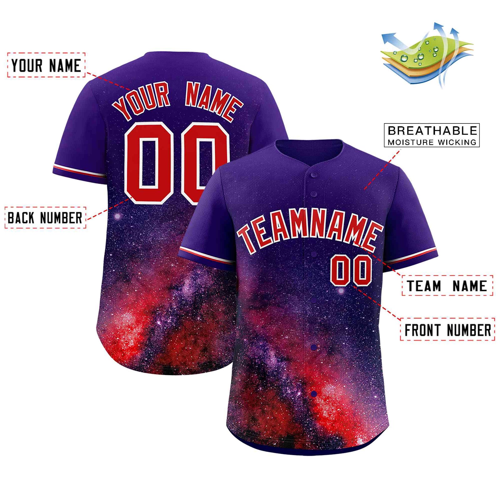 Custom Purple Personalized Starburst Pattern Authentic Baseball Jersey