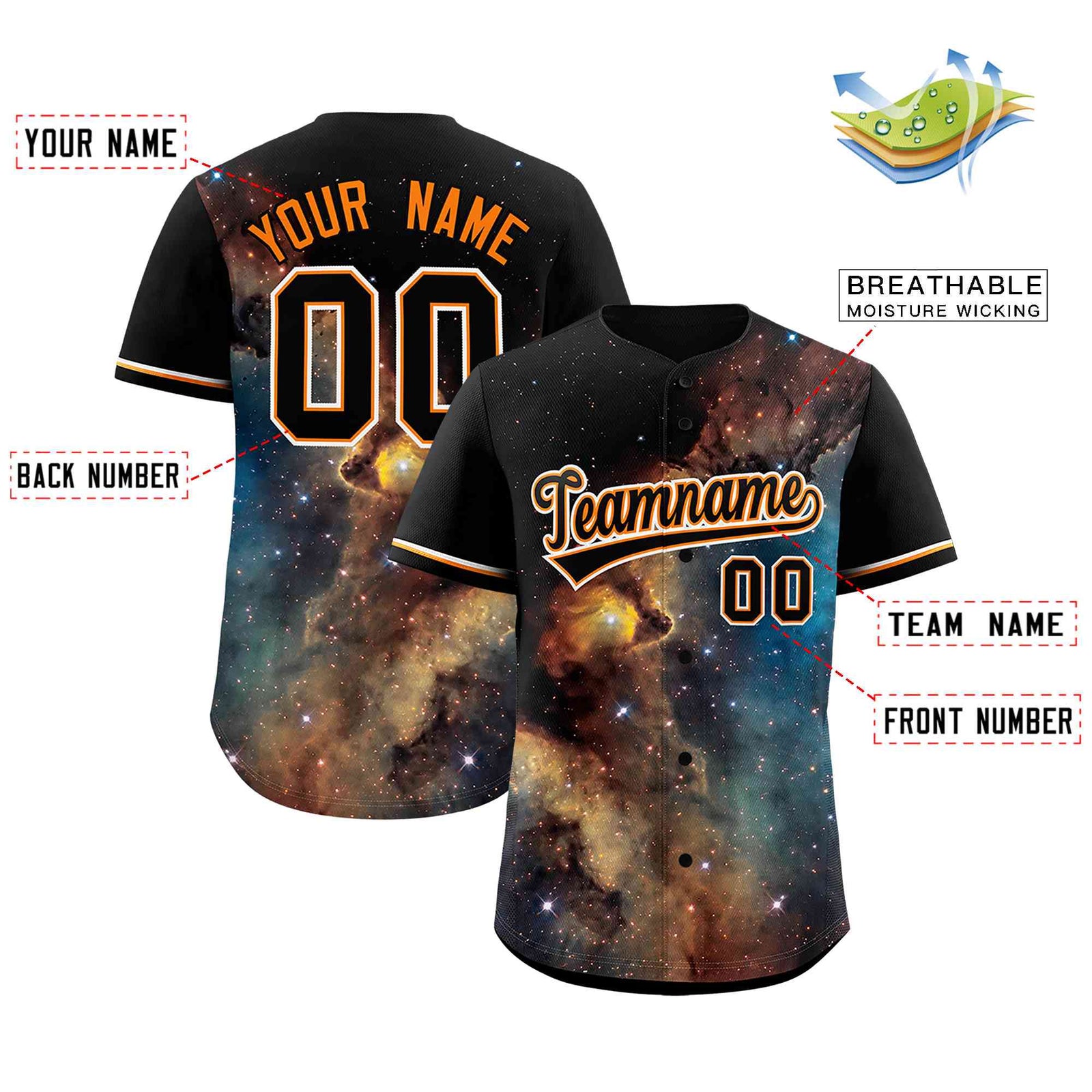 Custom Black Personalized Starburst Pattern Authentic Baseball Jersey