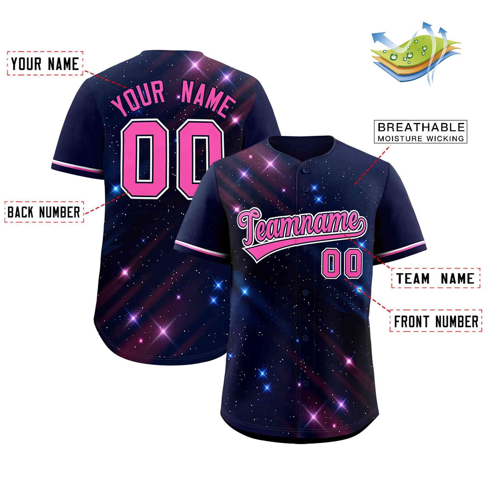 Custom Navy Personalized Starburst Pattern Authentic Baseball Jersey