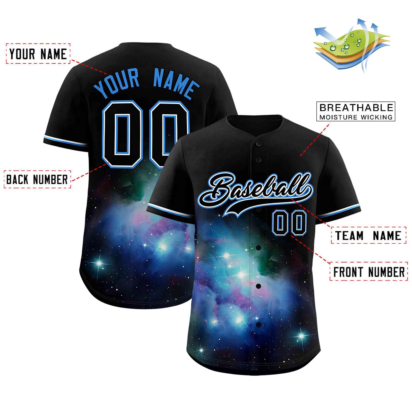 Custom Black Personalized Starburst Pattern Authentic Baseball Jersey