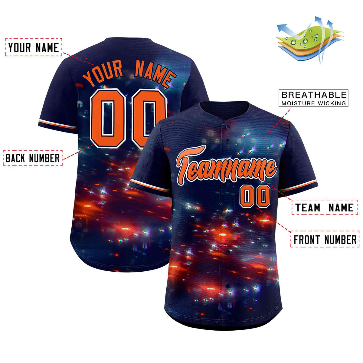 Custom Navy Personalized Starburst Pattern Authentic Baseball Jersey