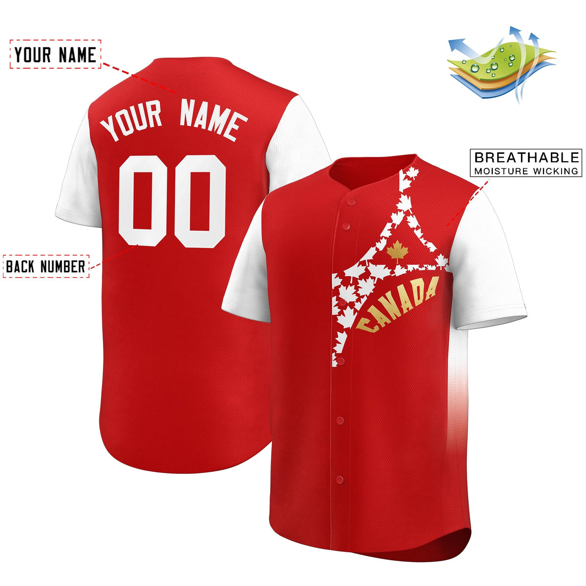 Custom White Red Baseball Jerseys Graffiti World Cup Inspired Canada Maple Leaf Family Gathering Jersey