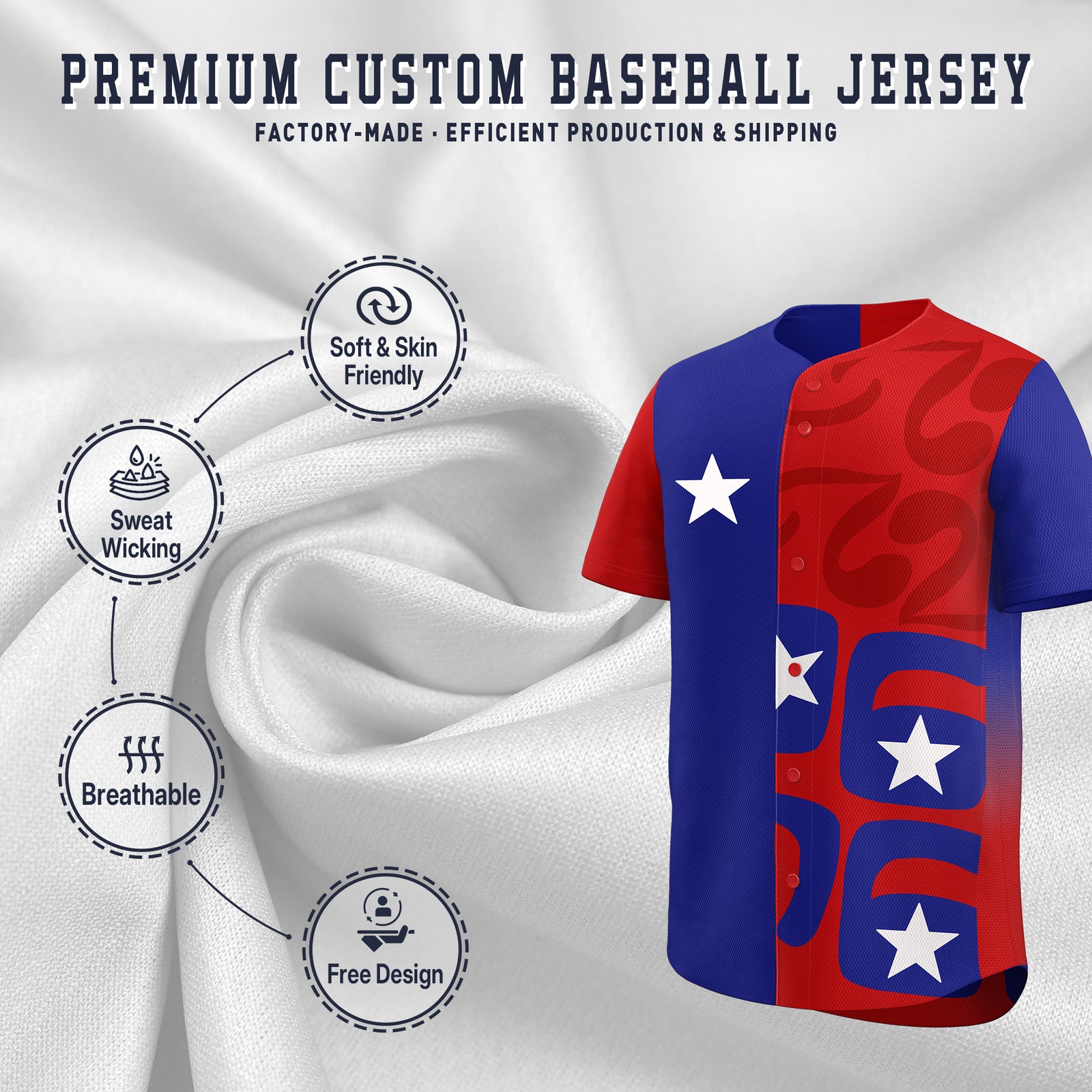 Custom Red Royal Baseball Jerseys Star Graffiti World Cup Inspired Style Split Flag Durable