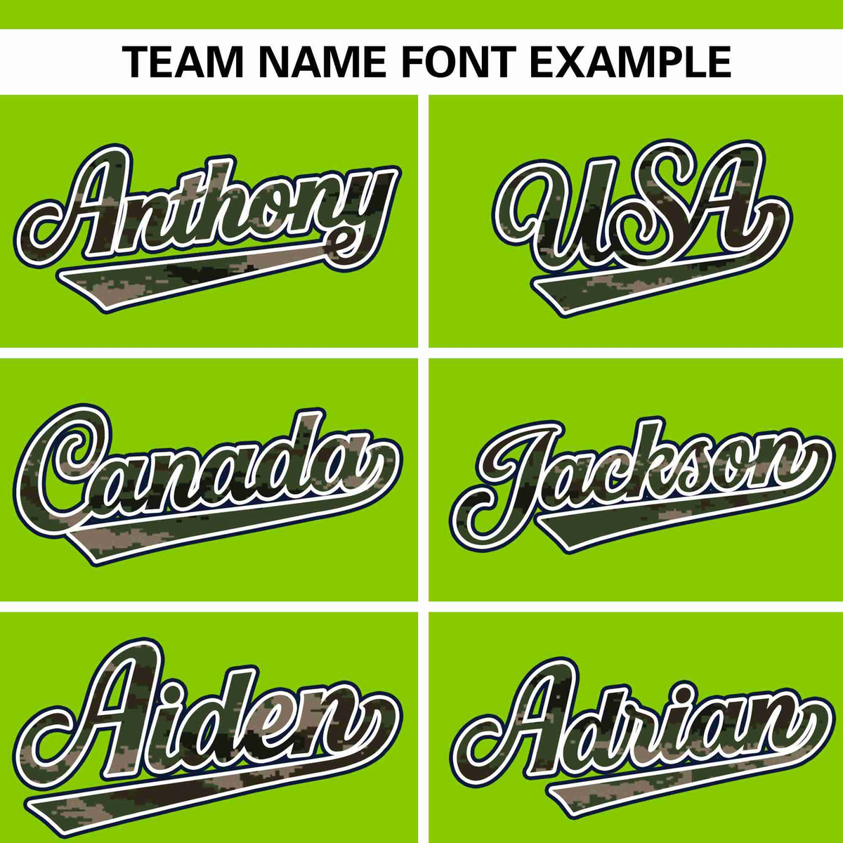Custom Neon Green Personalized Camo Font Authentic Baseball Jersey