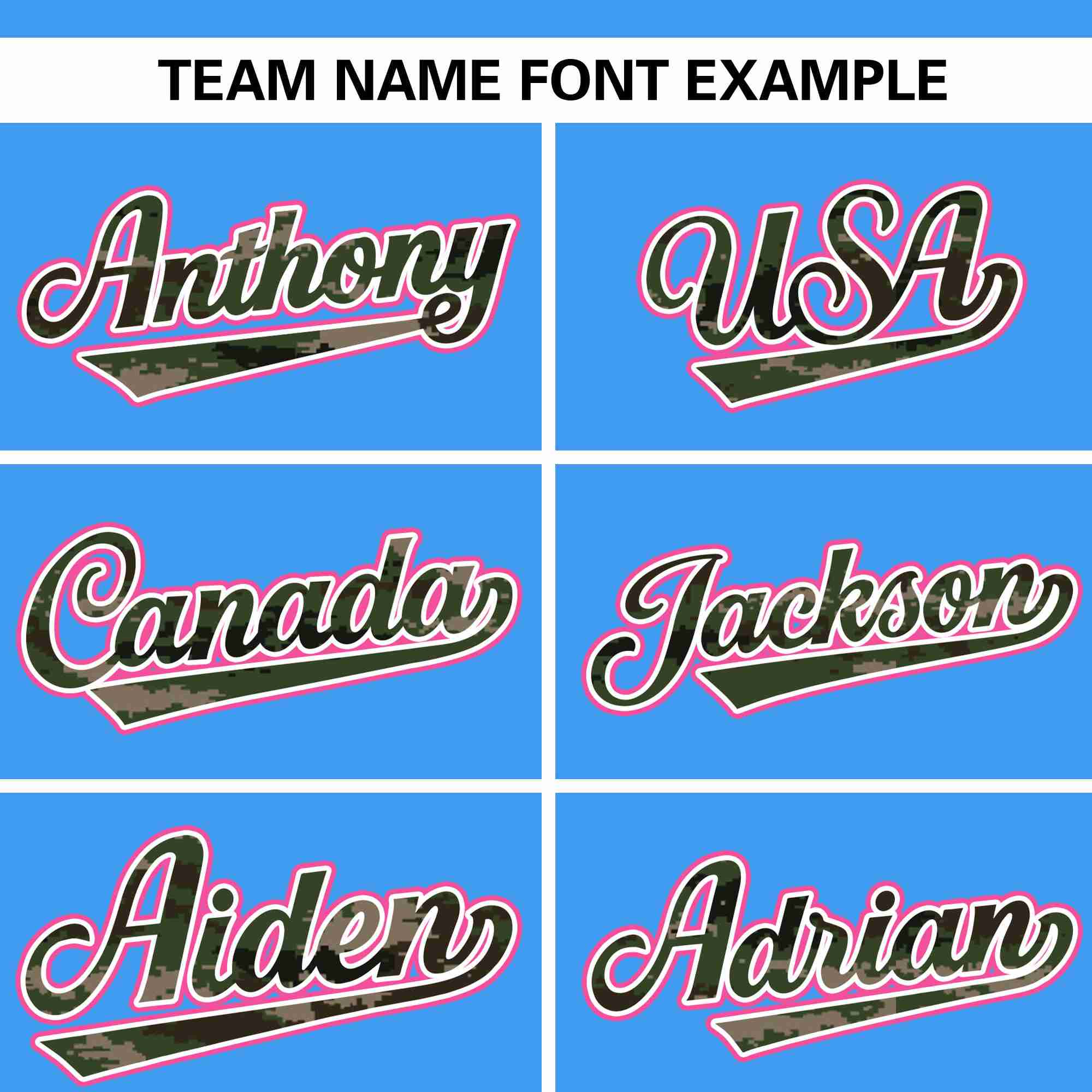 Custom Powder Blue Personalized Camo Font Authentic Baseball Jersey