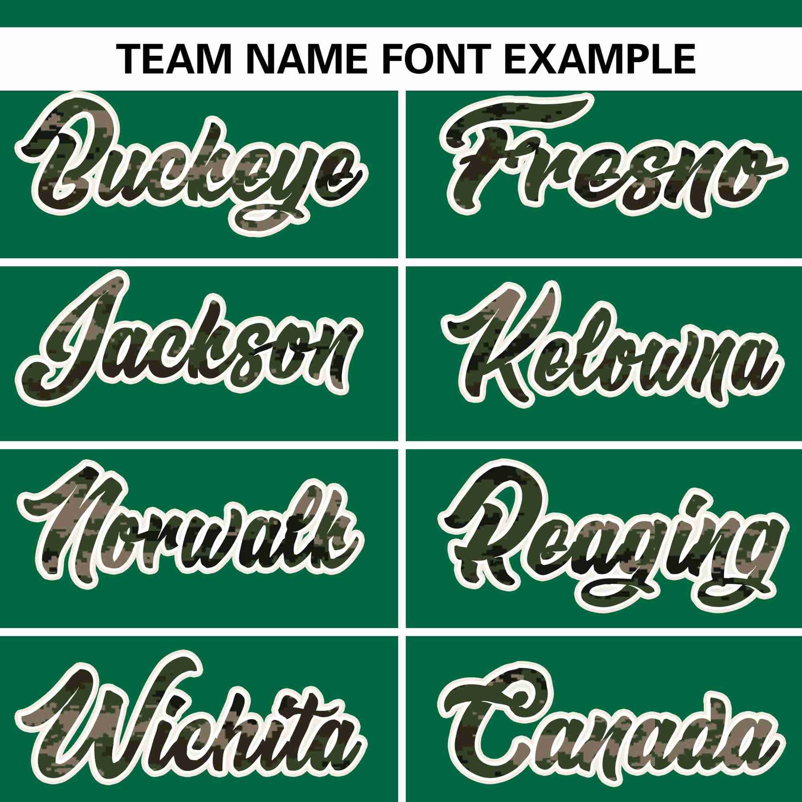 Custom Kelly Green Personalized Camo Font Authentic Baseball Jersey