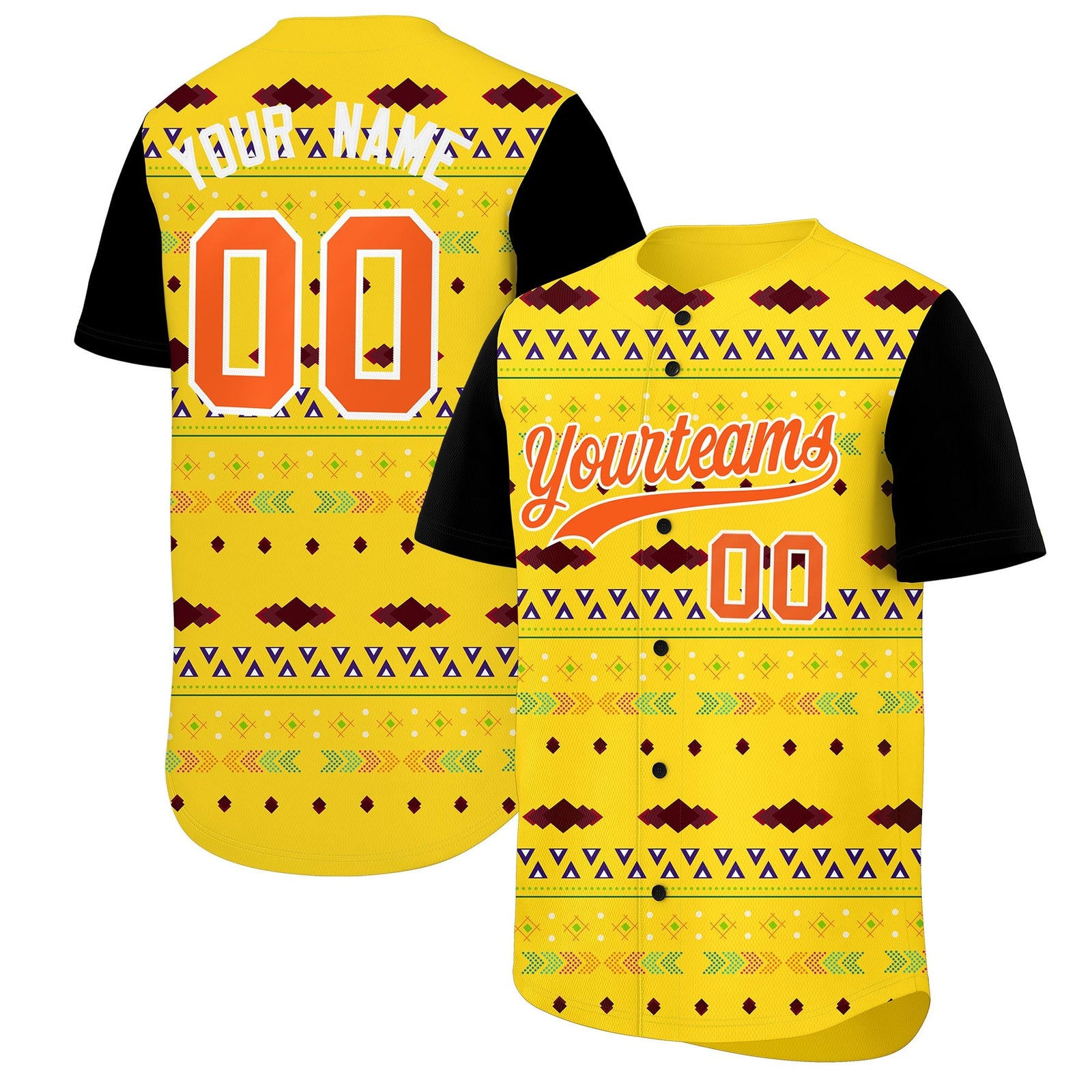 Custom Gold Black White Mexican style Stretch Fabric Baseball Jersey| KXKSHOP