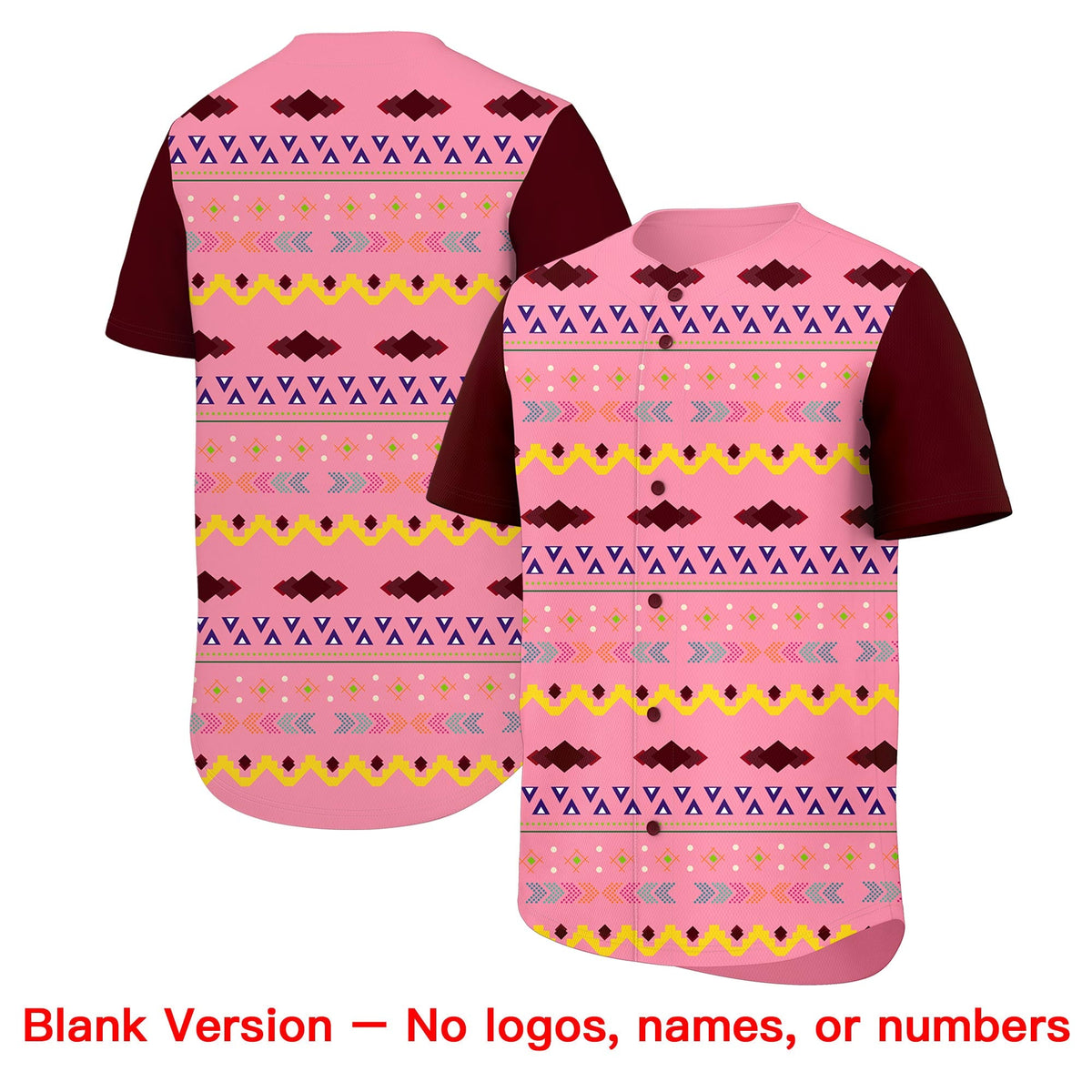 Custom Light Pink Burgundy White Mexican style Breathable Baseball Jersey| KXKSHOP