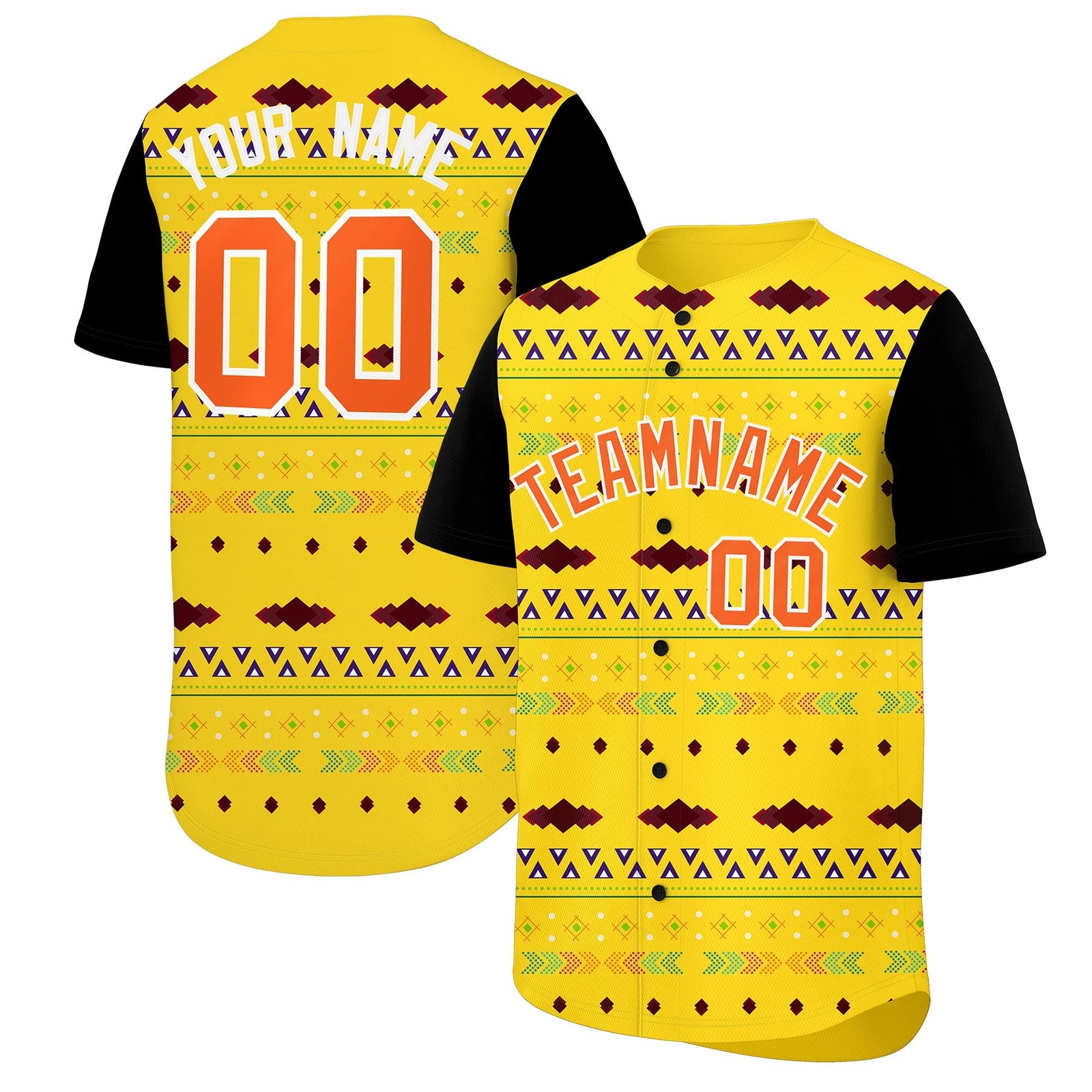 Custom Gold Black White Mexican style Stretch Fabric Baseball Jersey| KXKSHOP