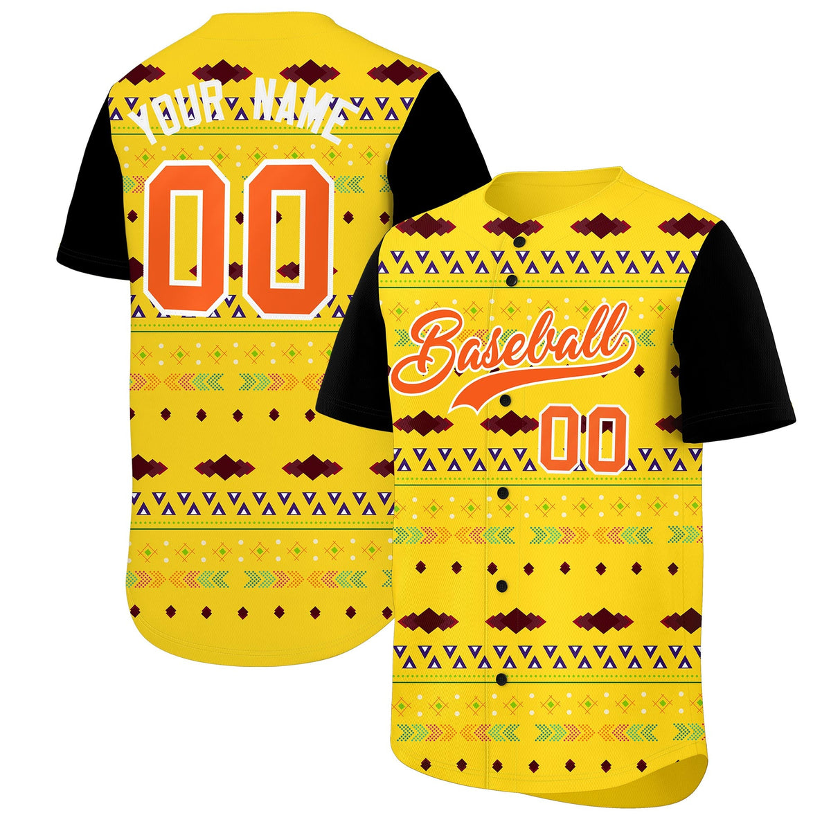 Custom Gold Black White Mexican style Stretch Fabric Baseball Jersey| KXKSHOP