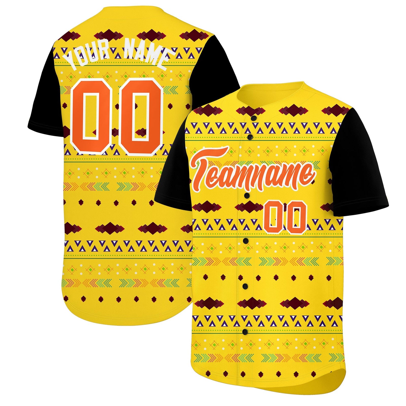 Custom Gold Black White Mexican style Stretch Fabric Baseball Jersey| KXKSHOP