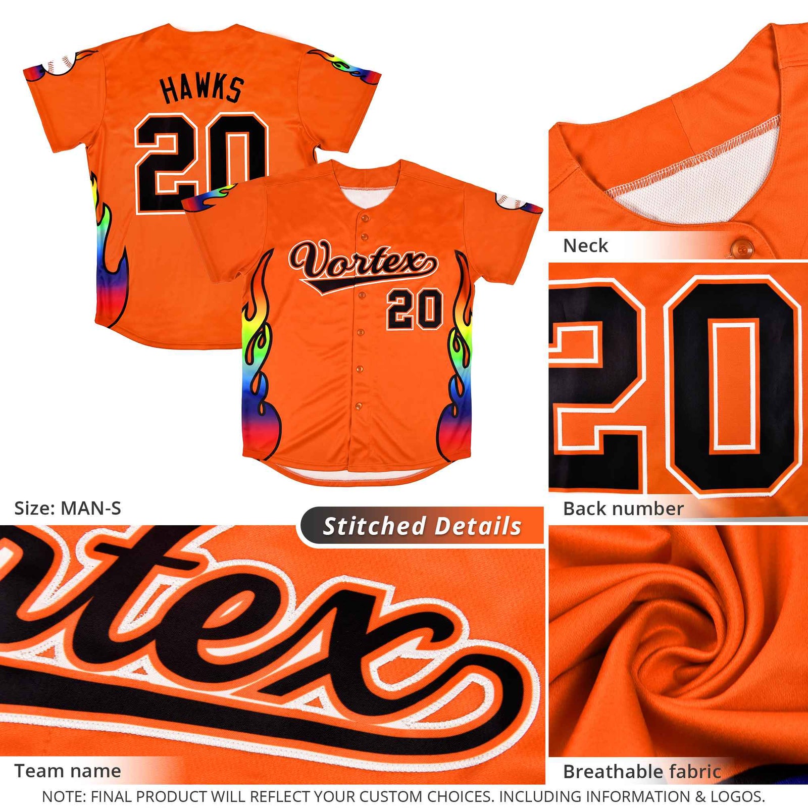 Custom Navy Graffiti Pattern Personalized Multicolored Flames Print Authentic Baseball Jersey