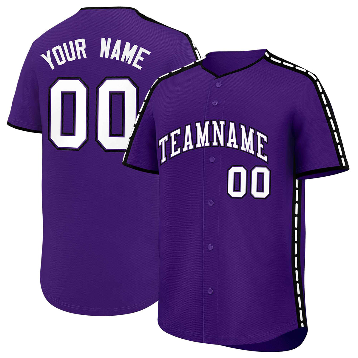 Custom Purple Black Color Block Personalized Side Dotted Line Authentic Baseball Jersey