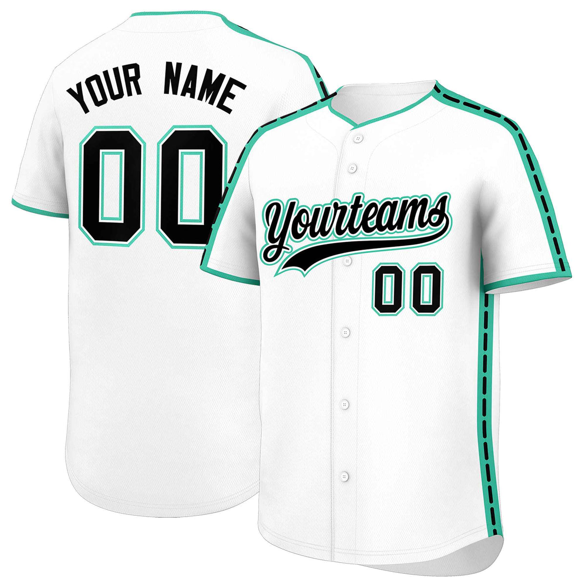 Custom White Bright Green Color Block Personalized Side Dotted Line Authentic Baseball Jersey