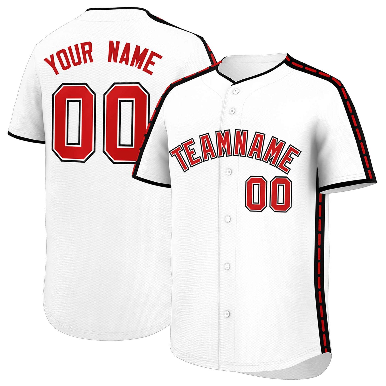 Custom White Black Color Block Personalized Side Dotted Line Authentic Baseball Jersey