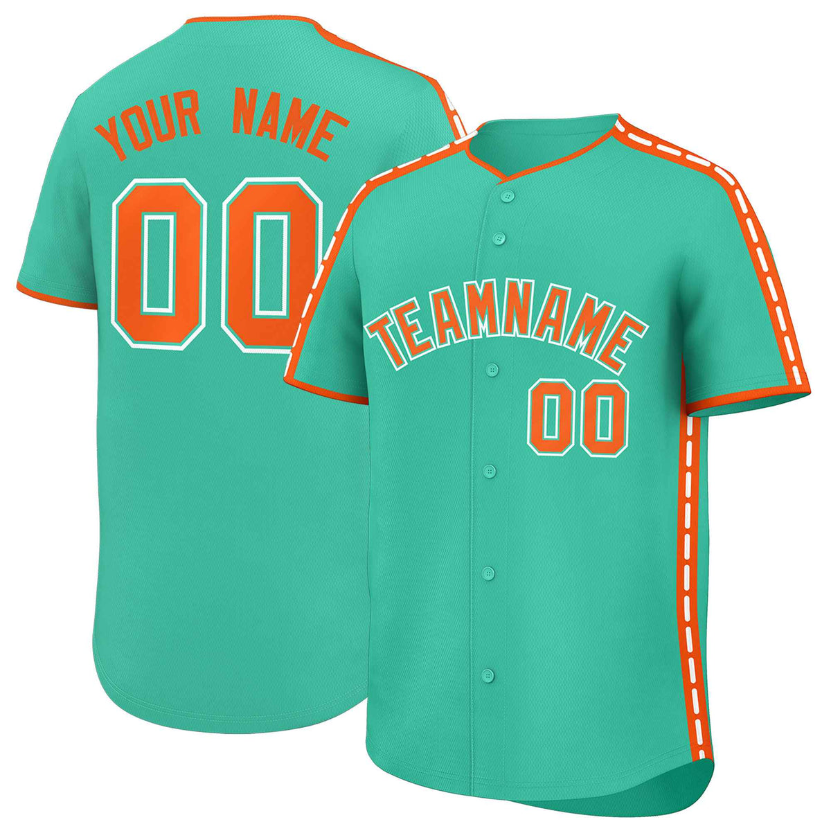Custom Bright Green Orange Color Block Personalized Side Dotted Line Authentic Baseball Jersey
