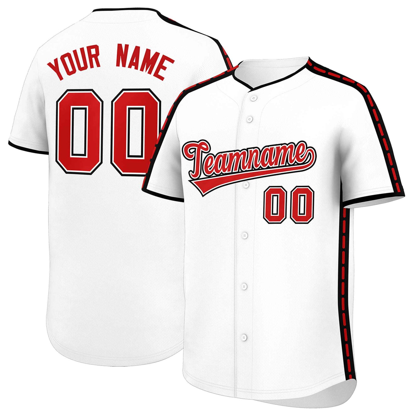 Custom White Black Color Block Personalized Side Dotted Line Authentic Baseball Jersey