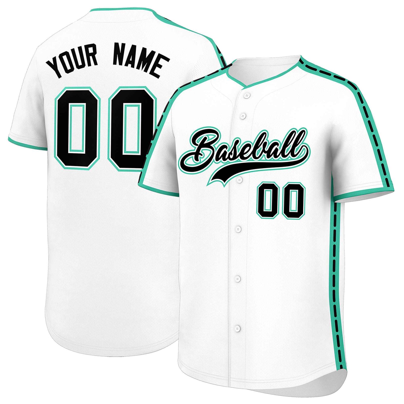 Custom White Bright Green Color Block Personalized Side Dotted Line Authentic Baseball Jersey