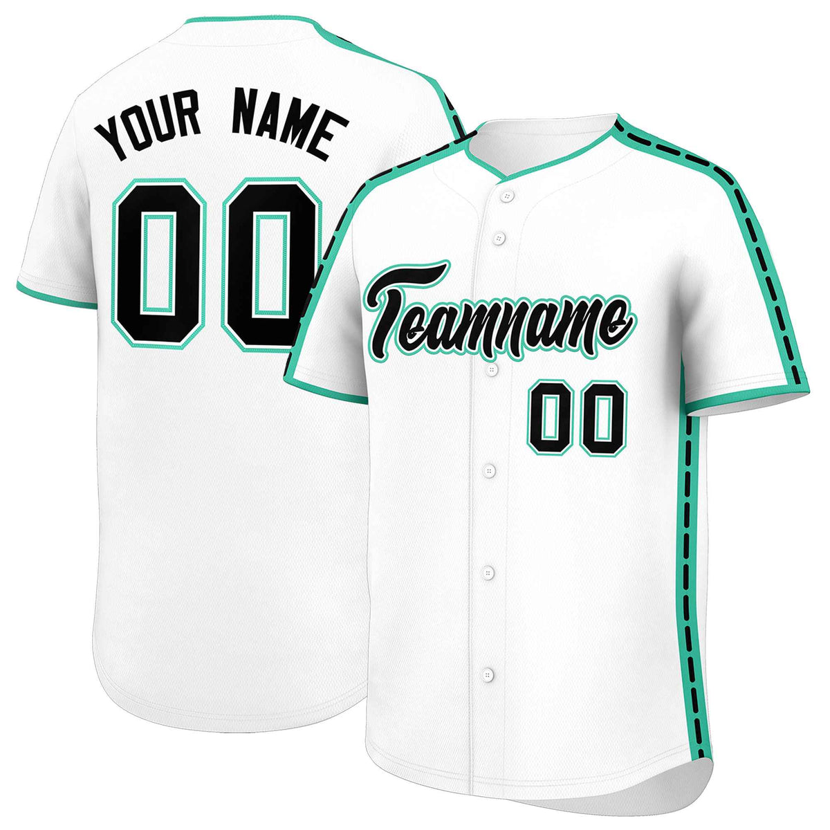 Custom White Bright Green Color Block Personalized Side Dotted Line Authentic Baseball Jersey