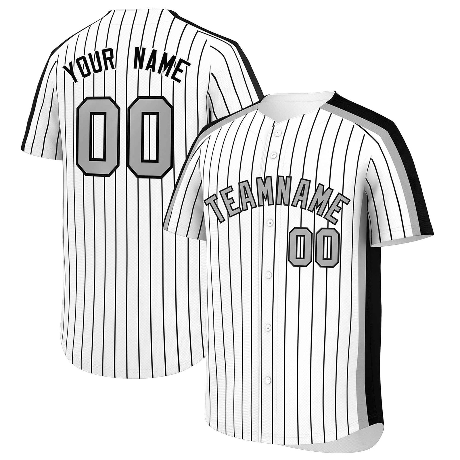 Custom White Black Pinstripe Personalized Side Two-tone Authentic Baseball Jersey
