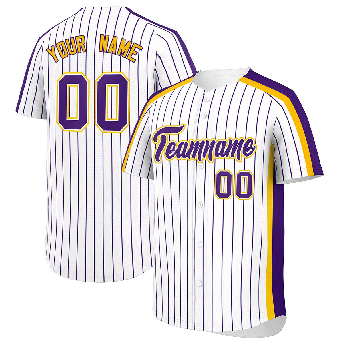 Custom White Purple Pinstripe Personalized Side Two-tone Authentic Baseball Jersey