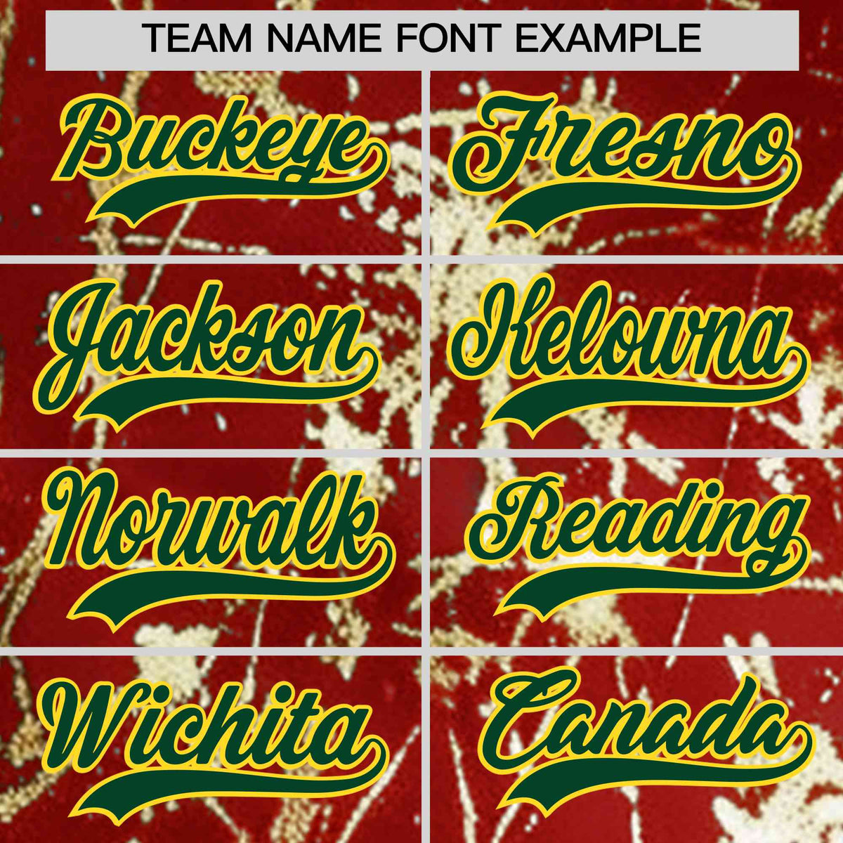 Custom Red Dark Green Metallic Gold Splatter Urban Streetwear Baseball Jersey