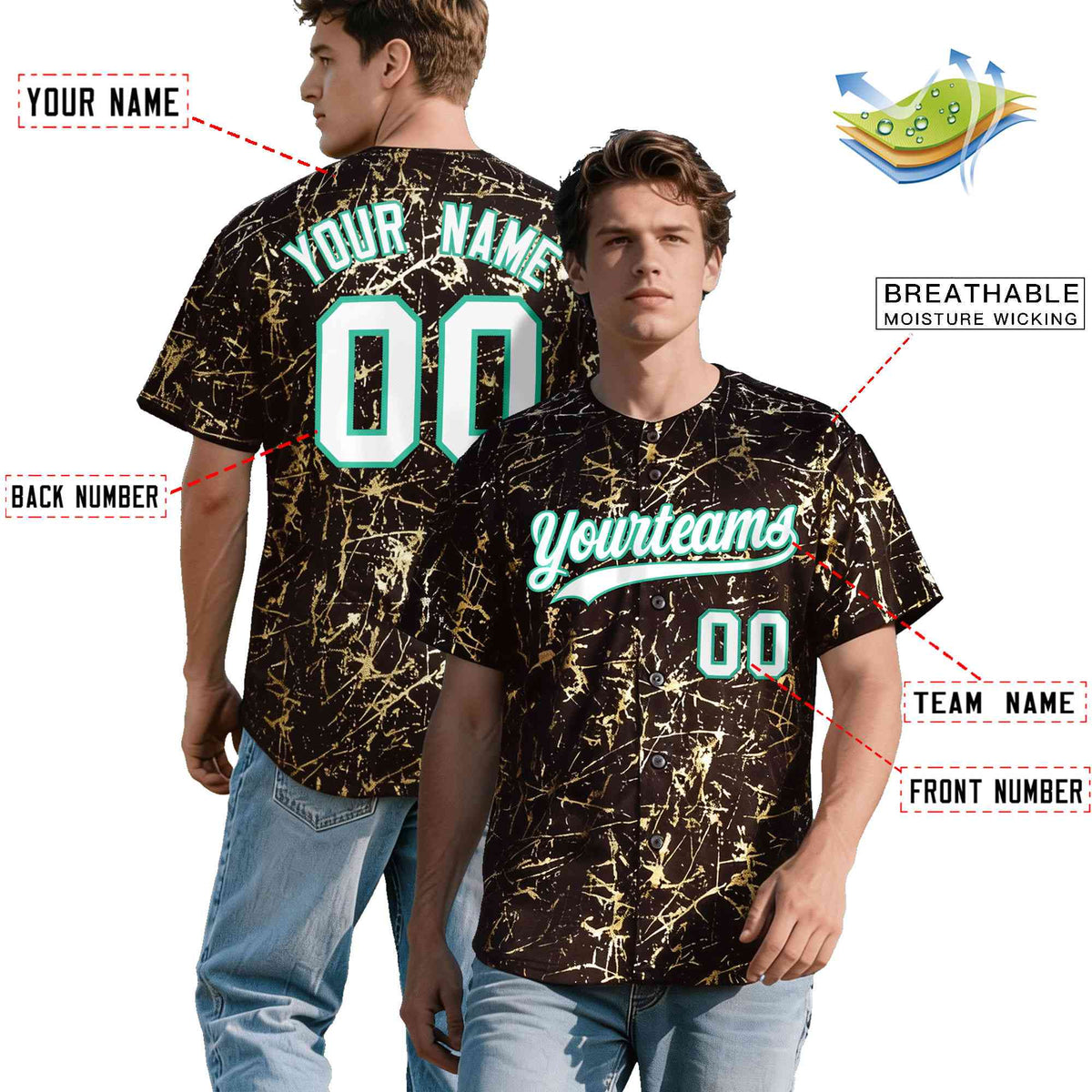 Custom Crimson White Black&Shiny Gold Cracked Foil Breathable Mesh Streetwear Baseball Jersey