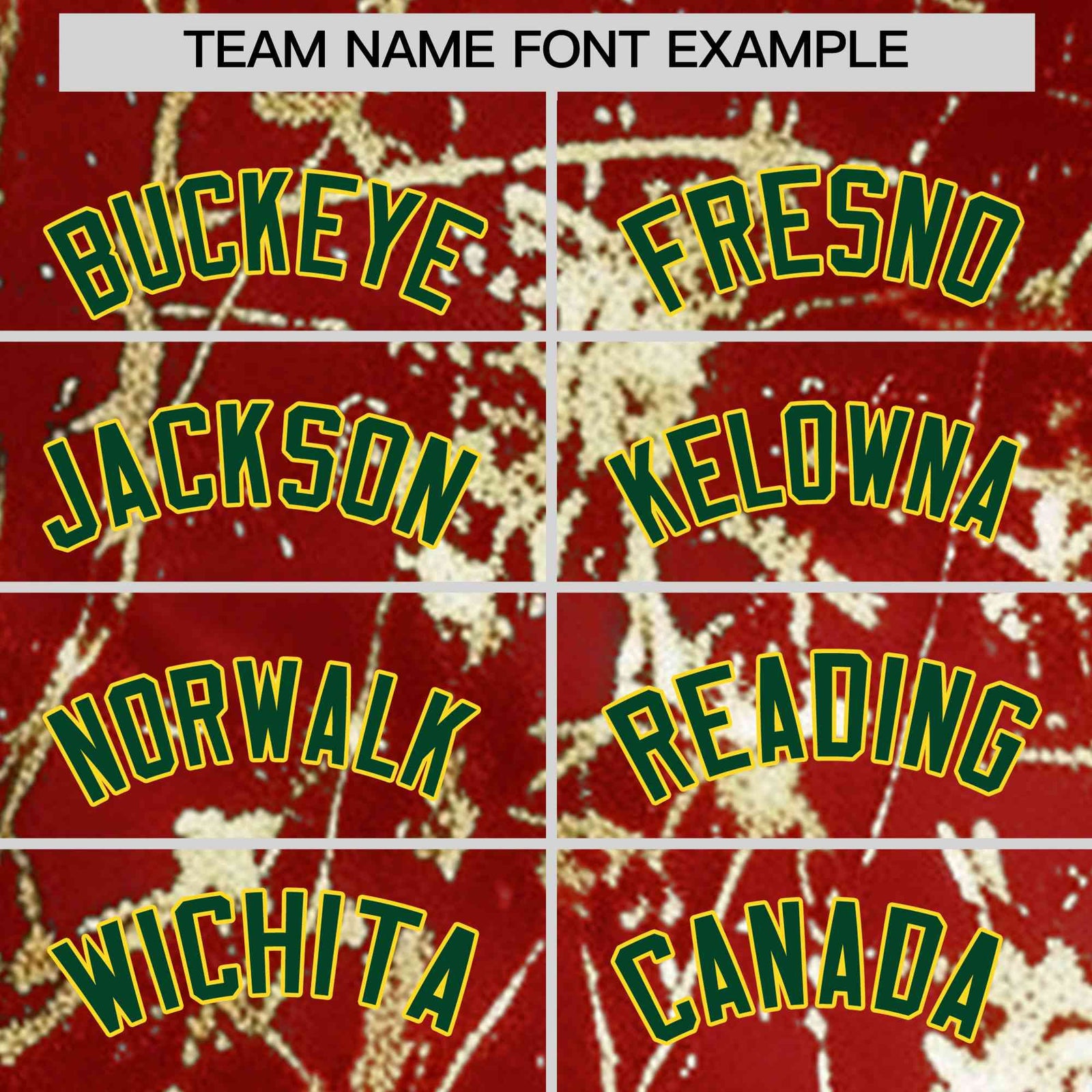 Custom Red Dark Green Metallic Gold Splatter Urban Streetwear Baseball Jersey