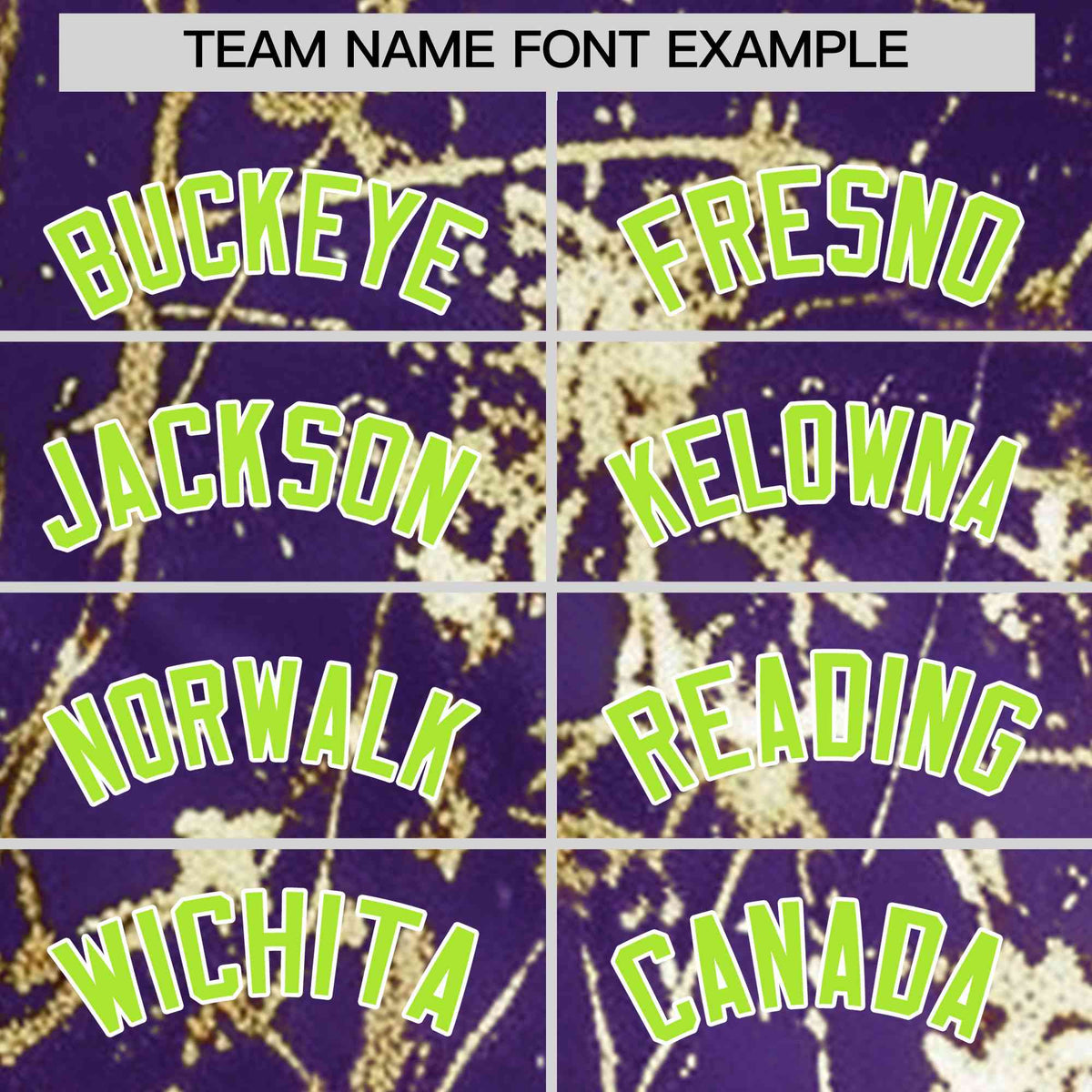 Custom Purple Neon Green Metallic Gold Splatter Urban Streetwear Baseball Jersey