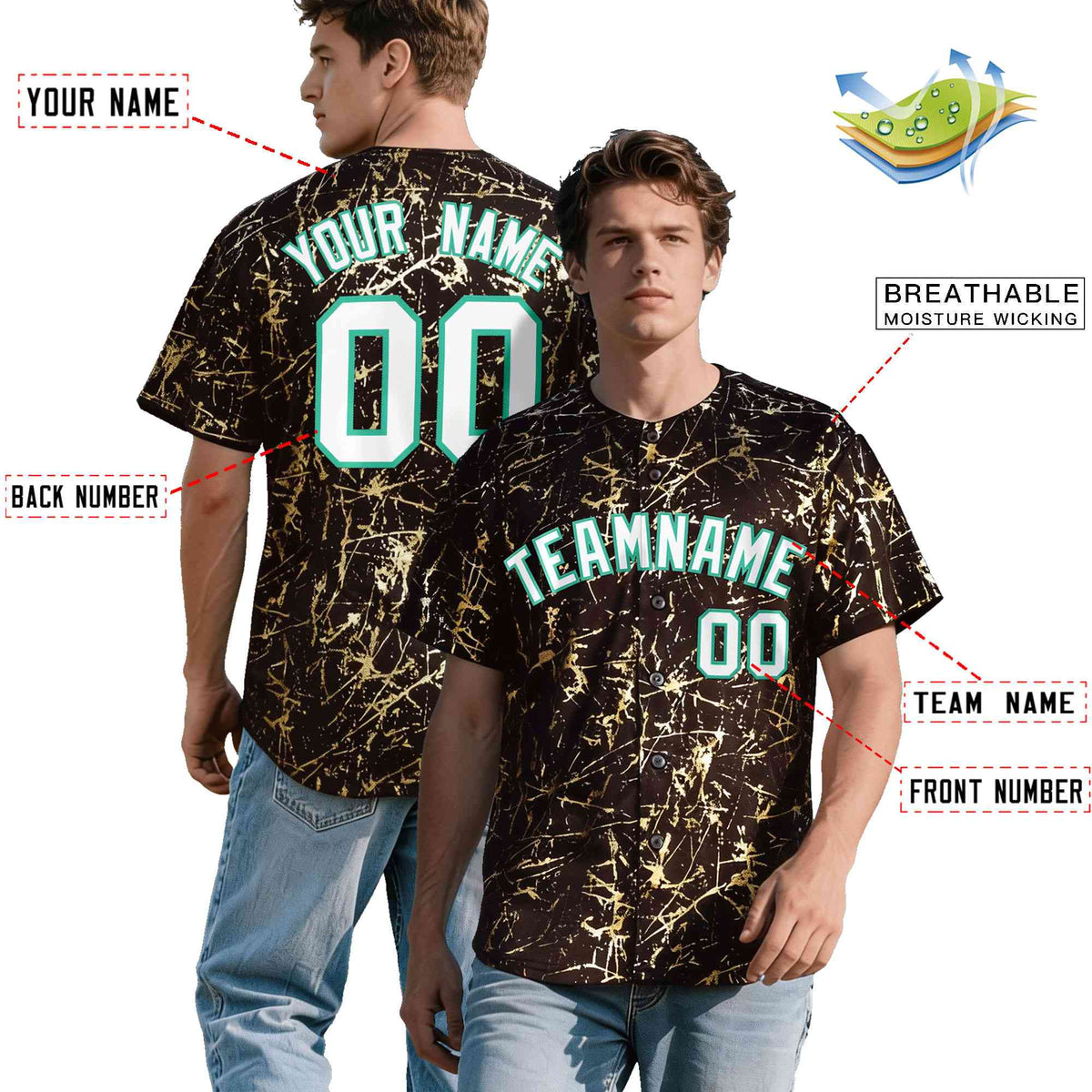 Custom Crimson White Black&Shiny Gold Cracked Foil Breathable Mesh Streetwear Baseball Jersey