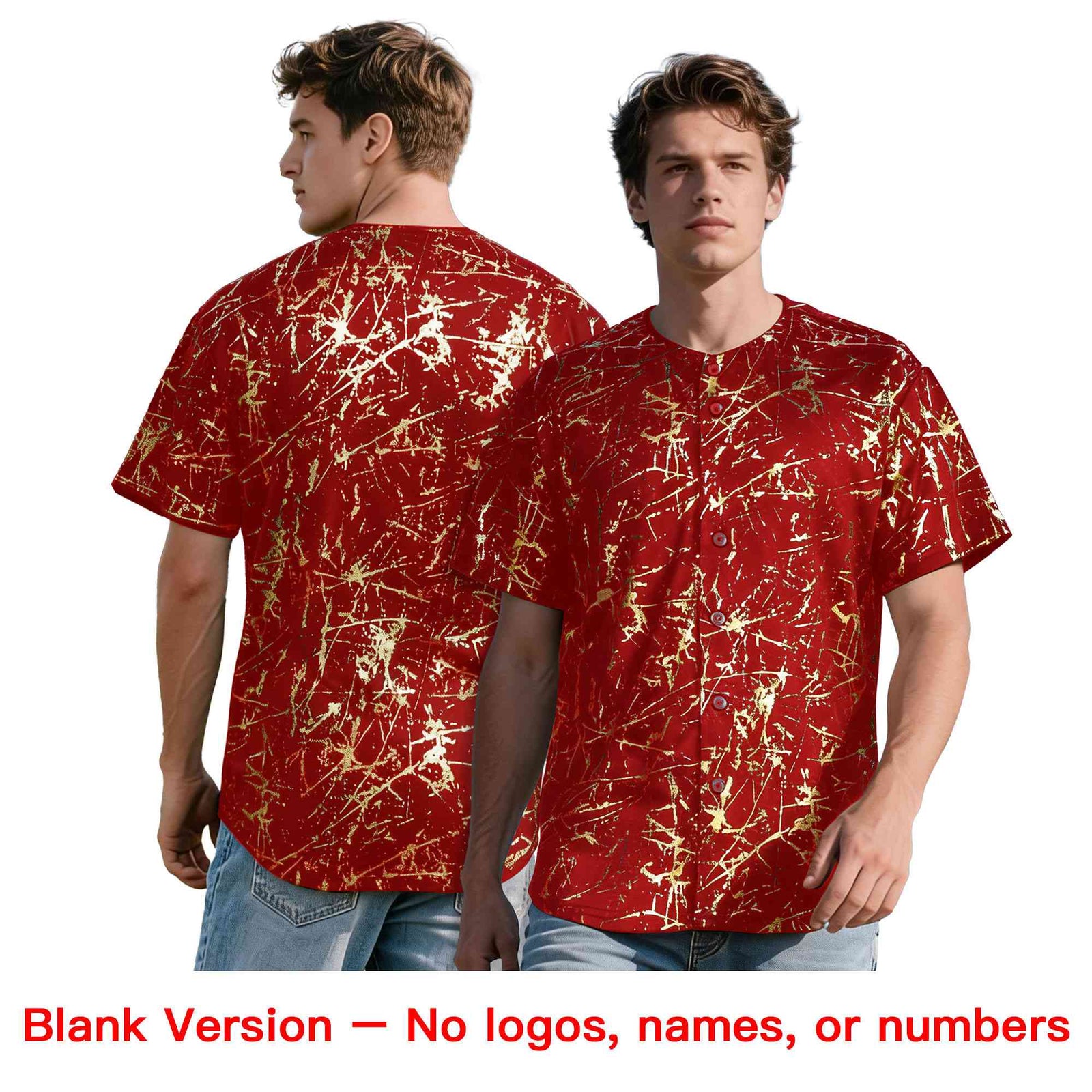 Custom Red Gold Black&Shiny Gold Cracked Foil Breathable Mesh Streetwear Baseball Jersey| KXKSHOP