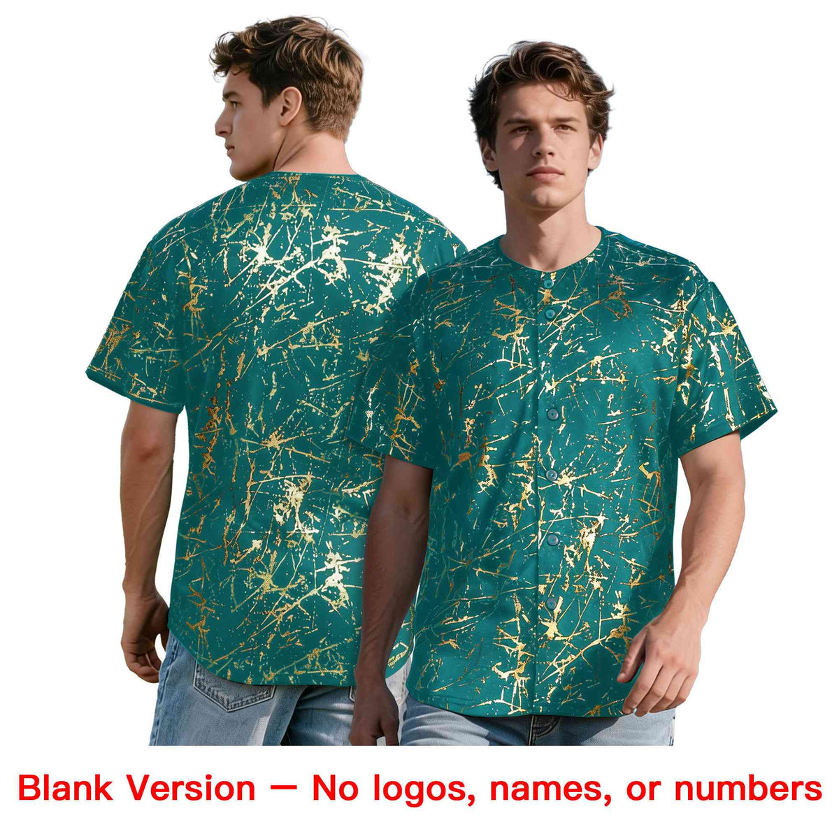 Custom Teal White Black&Shiny Gold Cracked Foil Breathable Mesh Streetwear Baseball Jersey| KXKSHOP